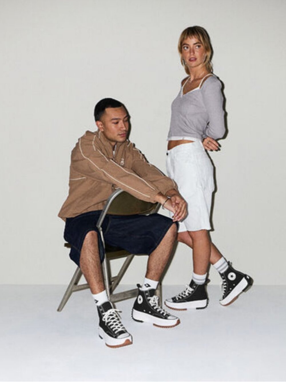 Converse Run Star Hike Platform Canvas in Black and White